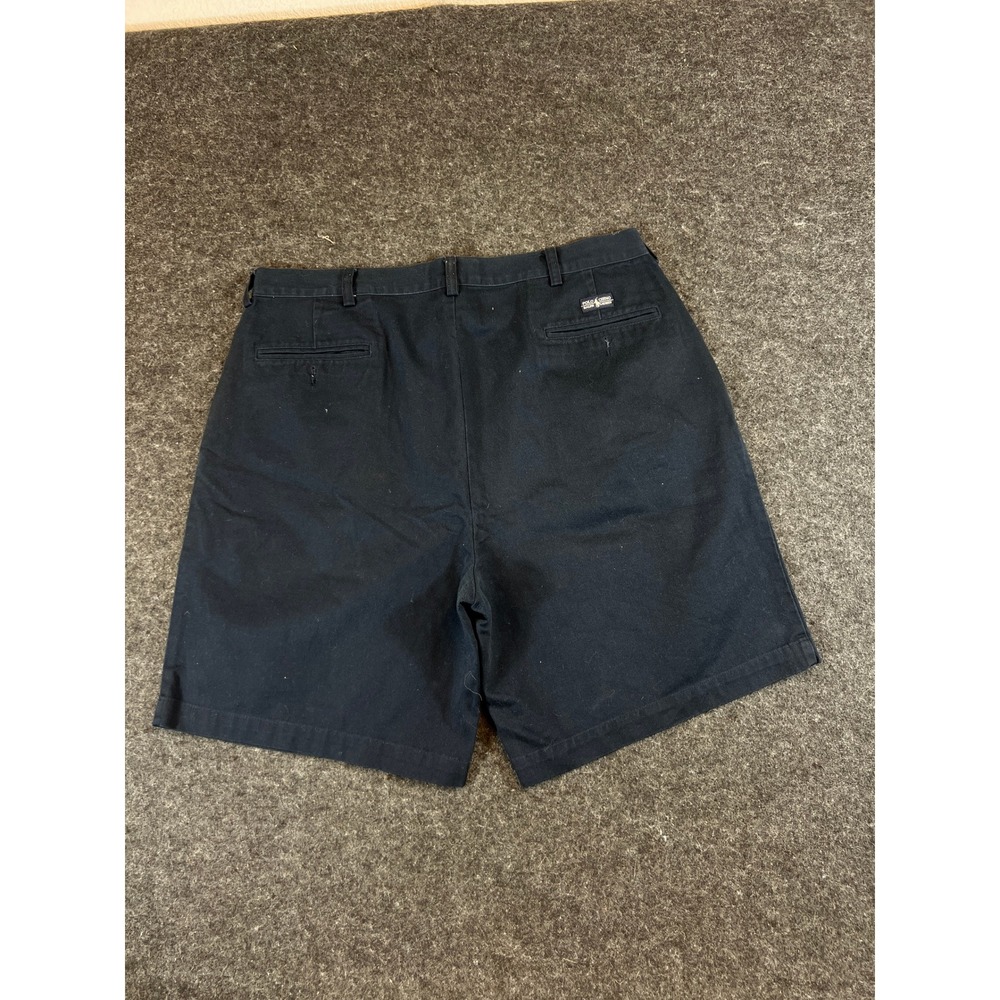 Vintage 90s Polo Ralph Lauren Chino Shorts Mens 38 Navy Blue Pleated Cotton